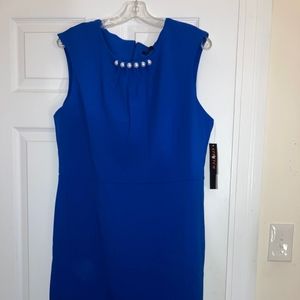 ILE New York | Royal Blue dress embossed with pearl at the frontal neckline|